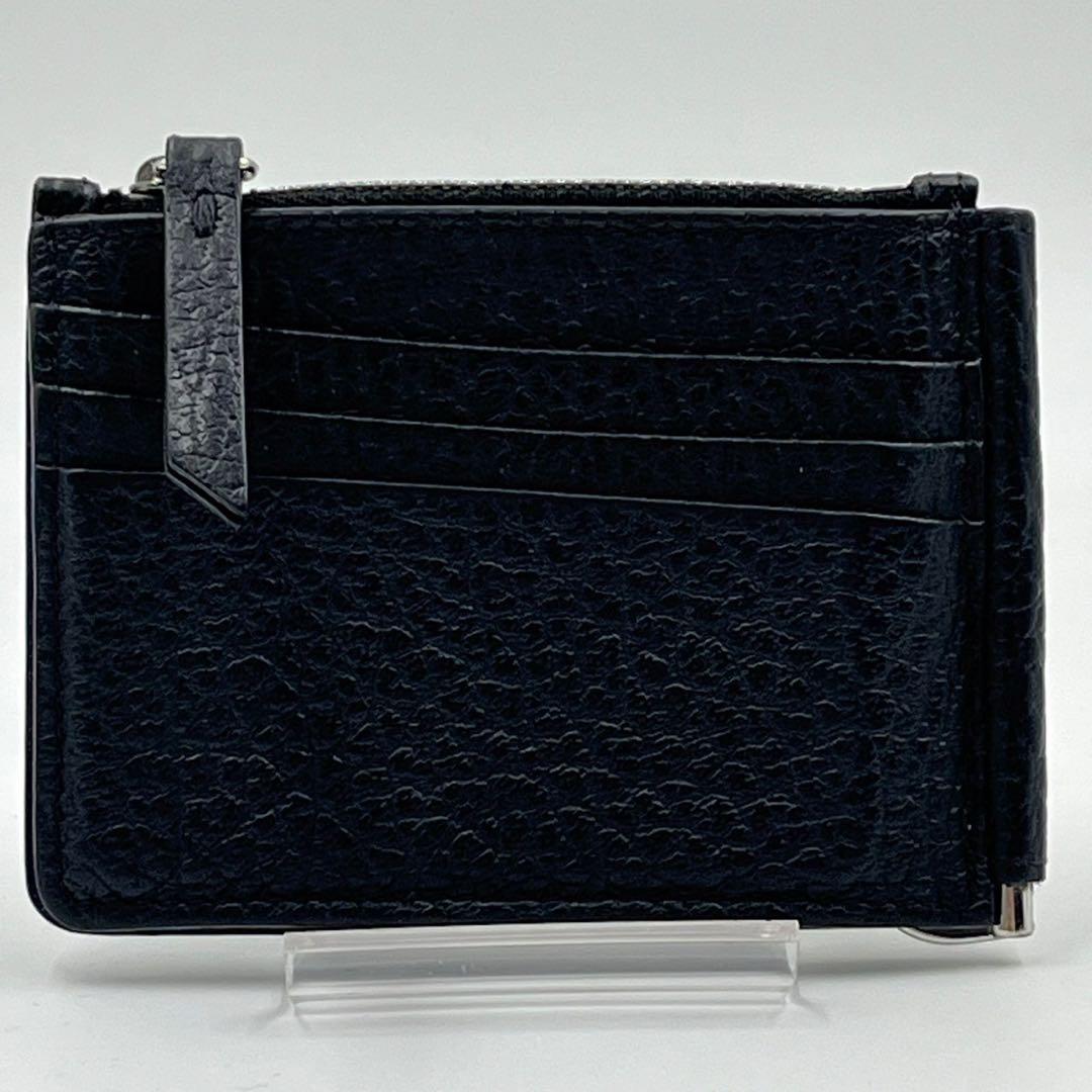 美品✨ メゾンマルジェラ　マネークリップ　折り財布　シボ革　ステッチ　黒