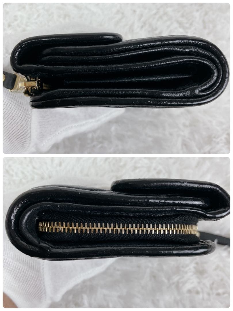めーめー　ミュウミュウ　折り財布5ML002 マテラッセ 黒　ビジュー