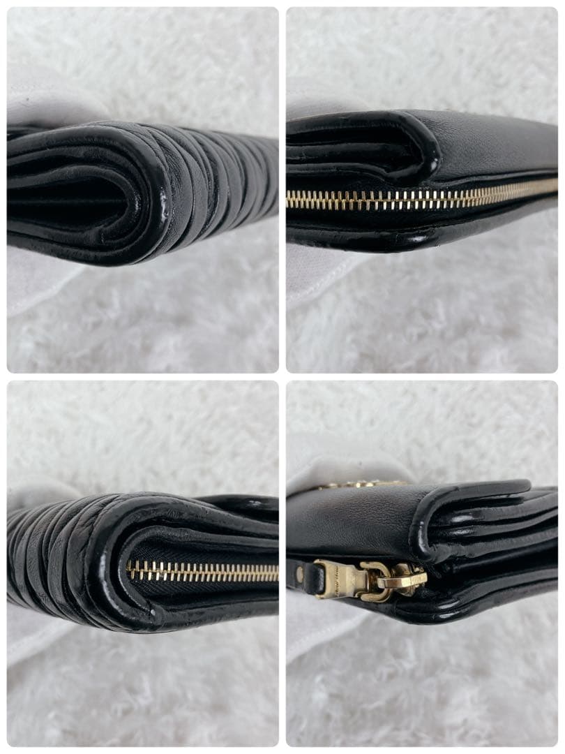 めーめー　ミュウミュウ　折り財布5ML002 マテラッセ 黒　ビジュー