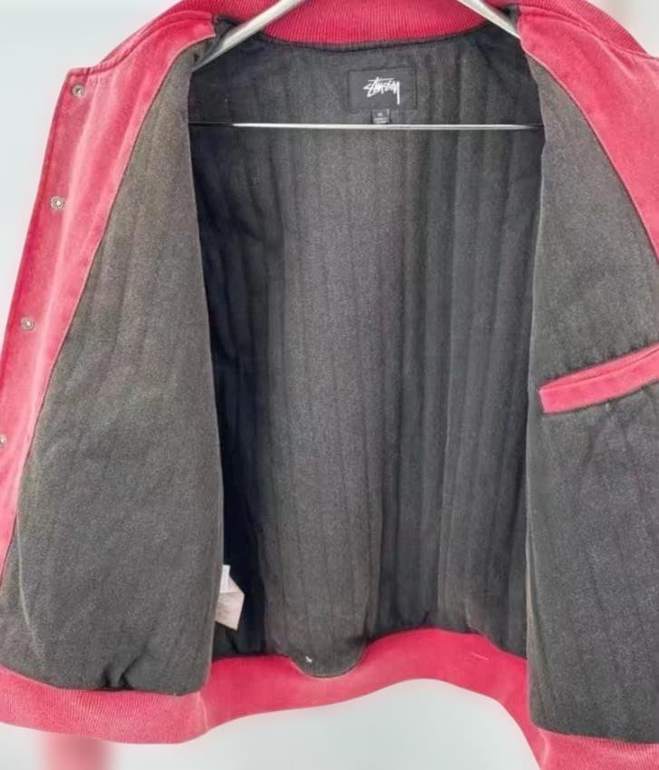 STUSSY FW24ゴーストロゴ キャンバス バーシティジャケット