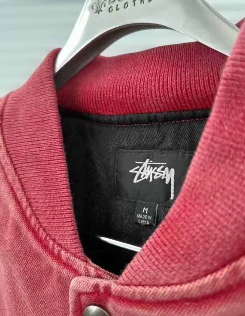 STUSSY FW24ゴーストロゴ キャンバス バーシティジャケット