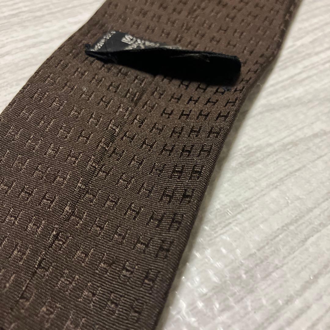 HERMES エルメス ネクタイ H柄 ジャガード ブラウン　ファソネ　結婚式