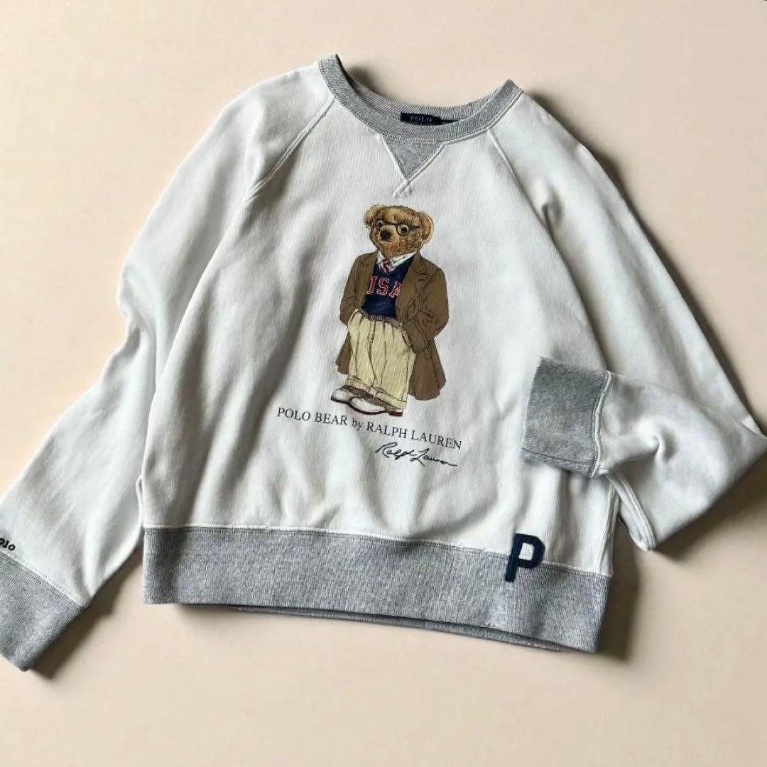 希少美品✨ポロ ラルフローレン　ポロベア スウェット トレーナー　ダメージ加工