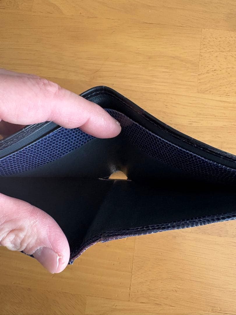 【CYPRIS】クロコ×リザード 二つ折り札入れ ネイビー＋クロコ小銭入れ付