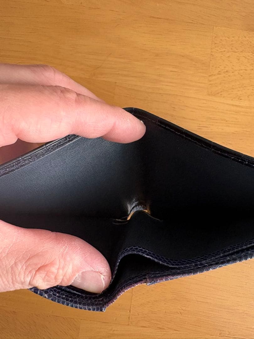 【CYPRIS】クロコ×リザード 二つ折り札入れ ネイビー＋クロコ小銭入れ付