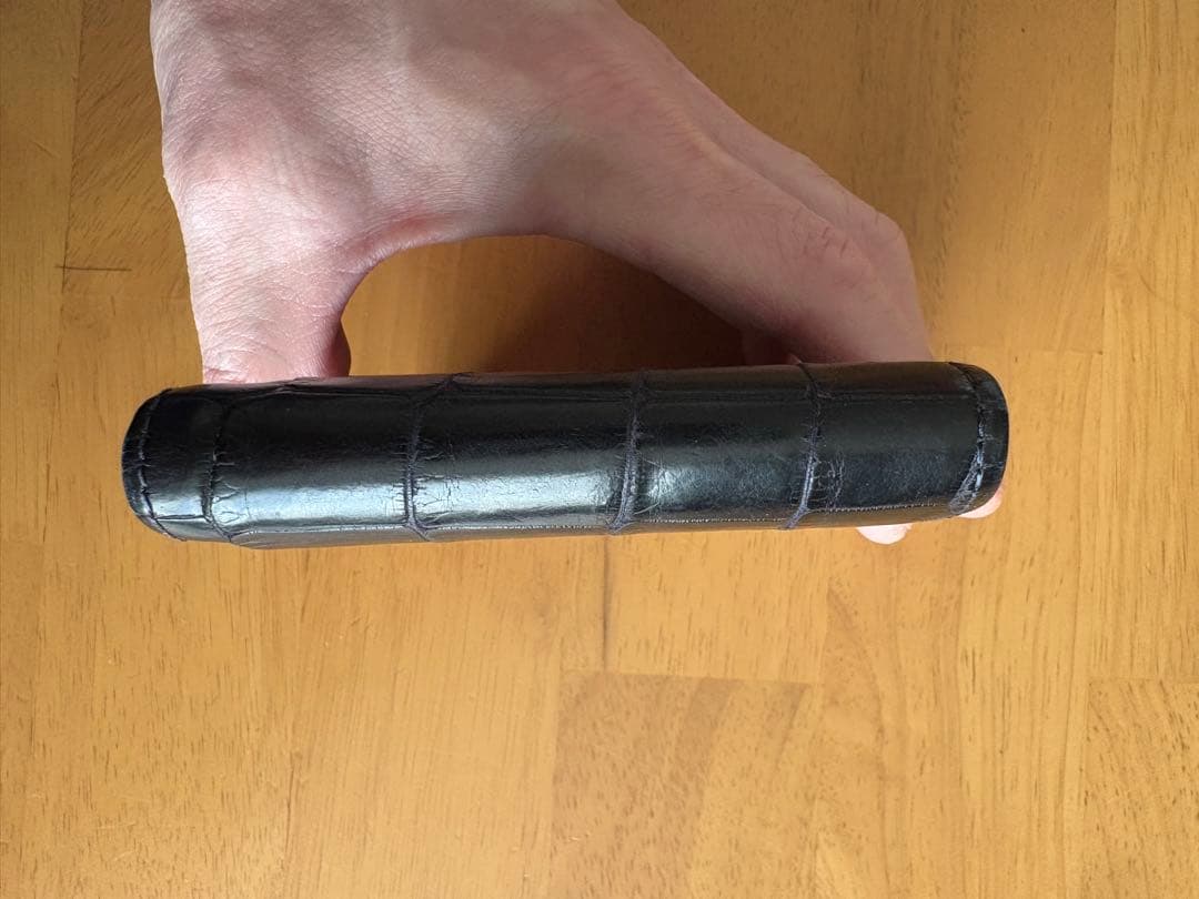 【CYPRIS】クロコ×リザード 二つ折り札入れ ネイビー＋クロコ小銭入れ付