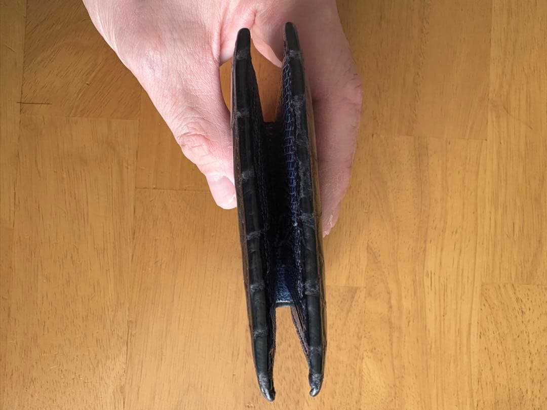 【CYPRIS】クロコ×リザード 二つ折り札入れ ネイビー＋クロコ小銭入れ付