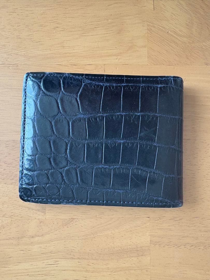 【CYPRIS】クロコ×リザード 二つ折り札入れ ネイビー＋クロコ小銭入れ付