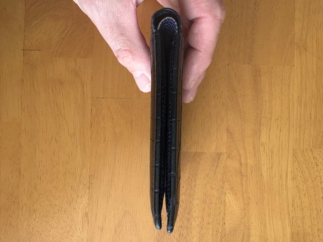 【CYPRIS】クロコ×リザード 二つ折り札入れ ネイビー＋クロコ小銭入れ付