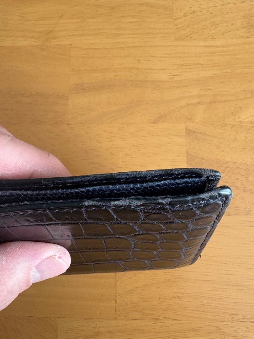 【CYPRIS】クロコ×リザード 二つ折り札入れ ネイビー＋クロコ小銭入れ付