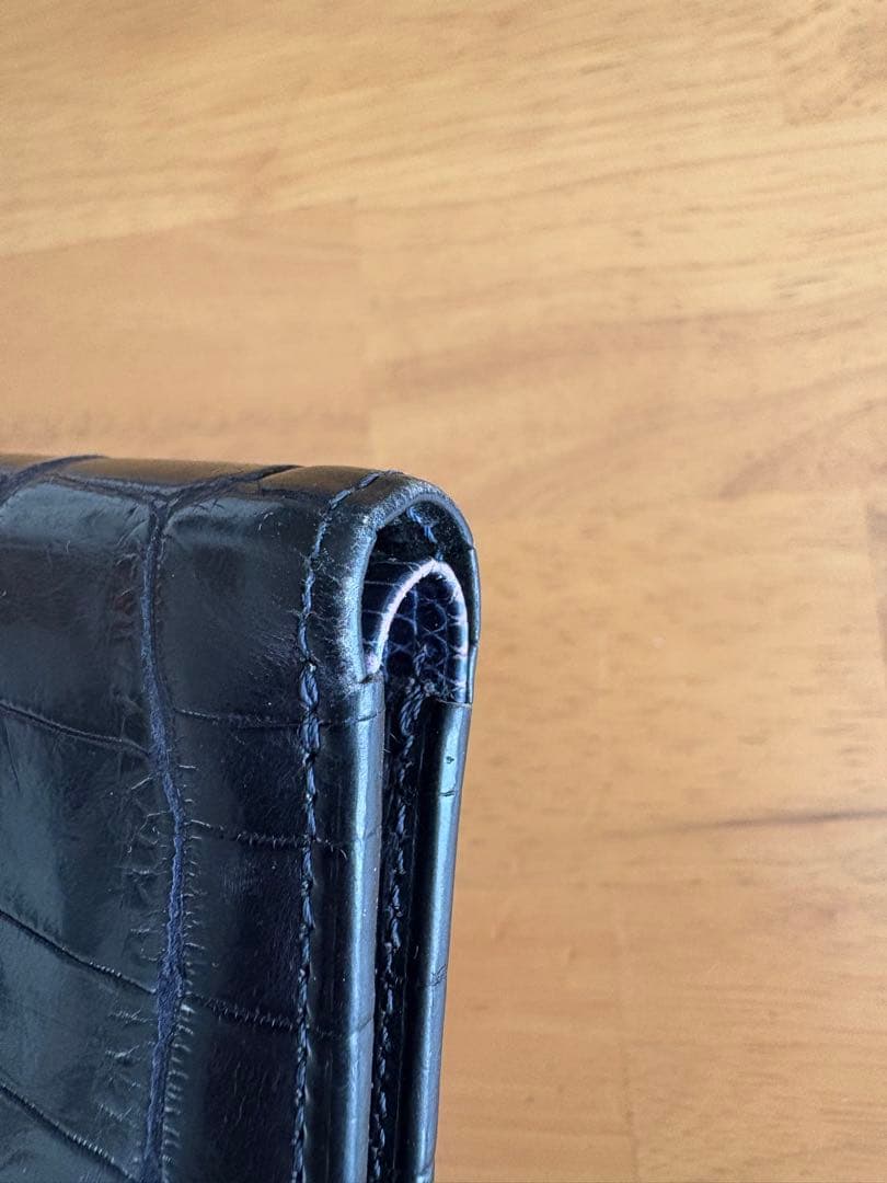 【CYPRIS】クロコ×リザード 二つ折り札入れ ネイビー＋クロコ小銭入れ付