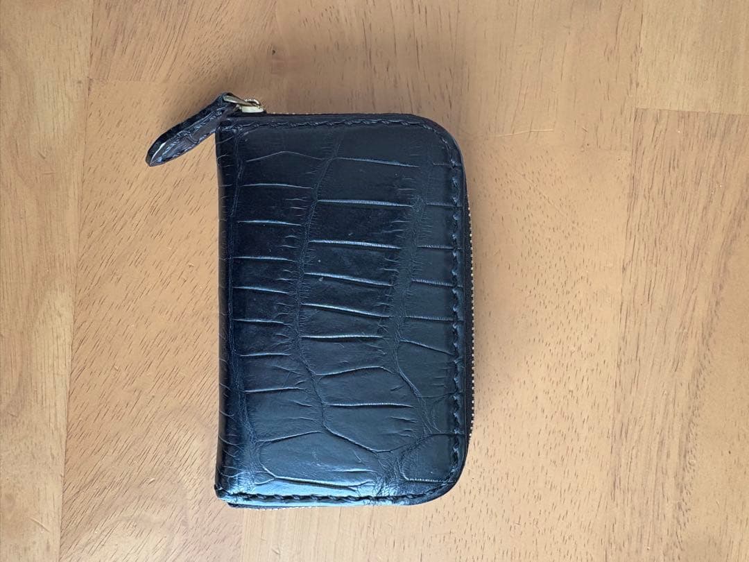 【CYPRIS】クロコ×リザード 二つ折り札入れ ネイビー＋クロコ小銭入れ付