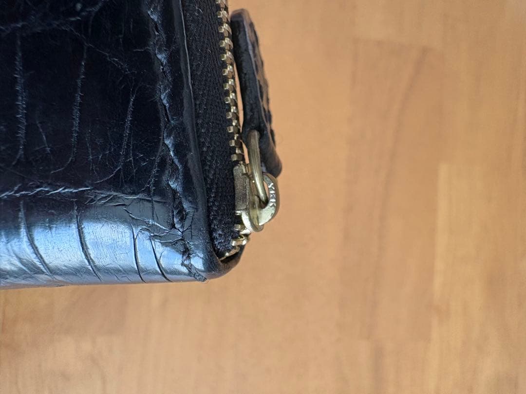 【CYPRIS】クロコ×リザード 二つ折り札入れ ネイビー＋クロコ小銭入れ付