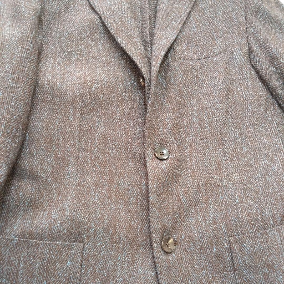 ラルディーニ テーラードジャケット ヘリンボーン ウール ブラウン 46 M