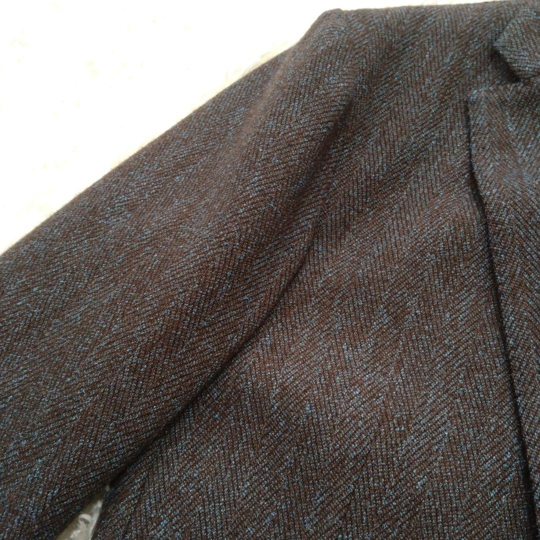 ラルディーニ テーラードジャケット ヘリンボーン ウール ブラウン 46 M