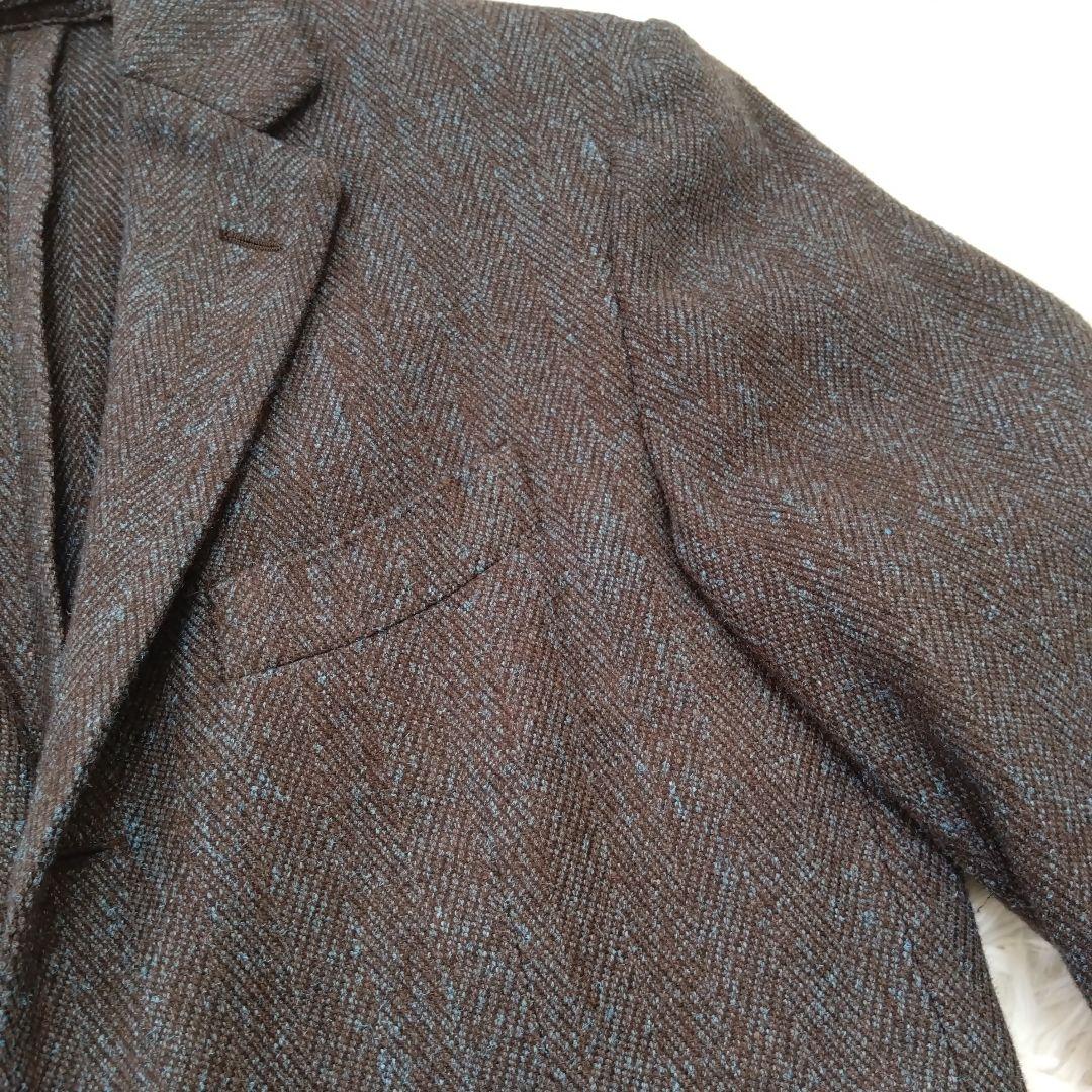 ラルディーニ テーラードジャケット ヘリンボーン ウール ブラウン 46 M