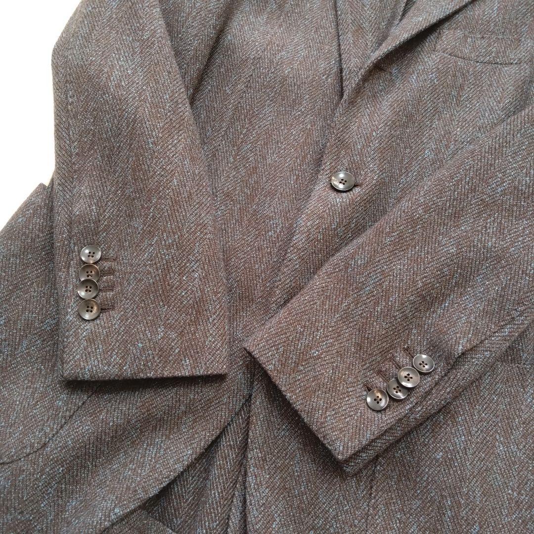 ラルディーニ テーラードジャケット ヘリンボーン ウール ブラウン 46 M