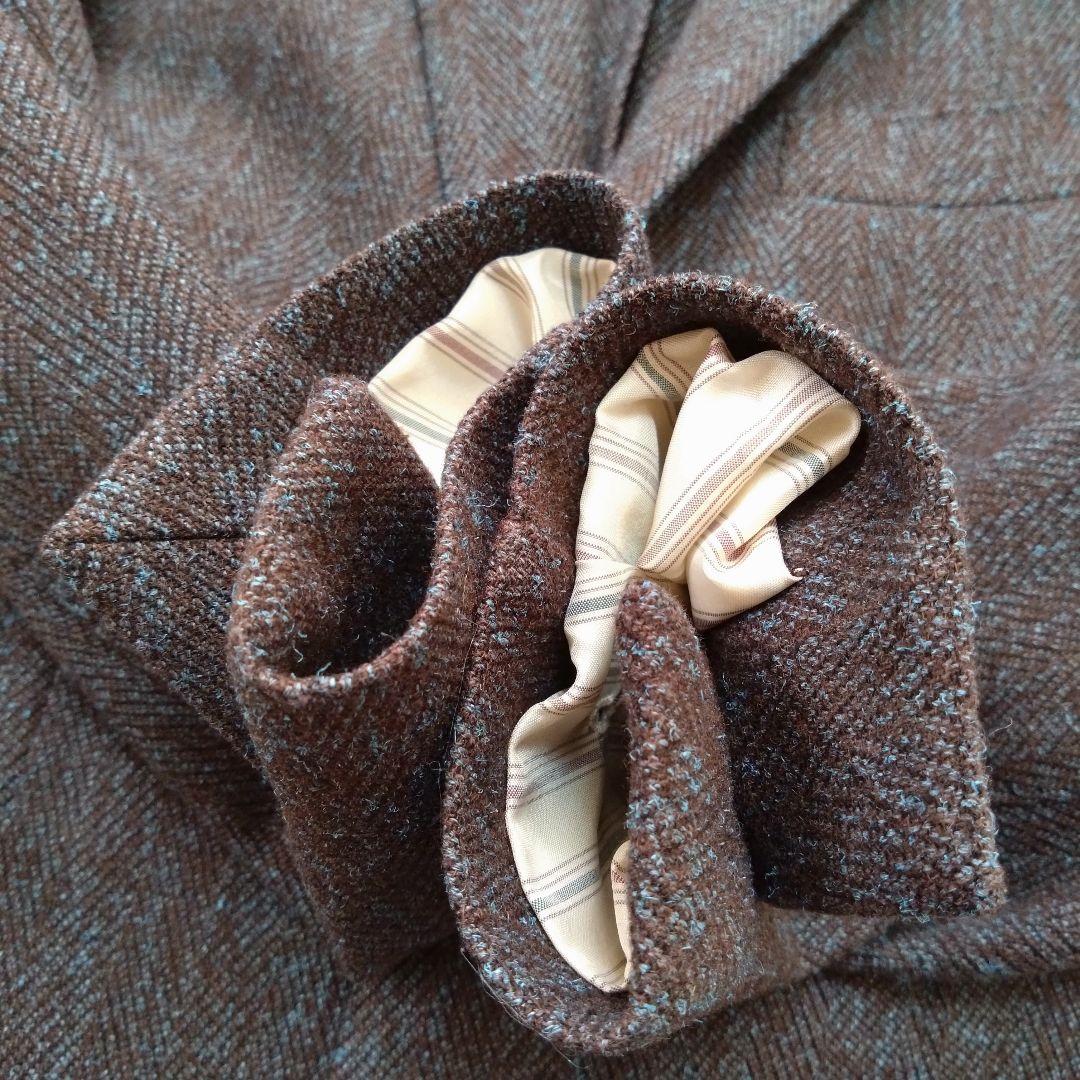 ラルディーニ テーラードジャケット ヘリンボーン ウール ブラウン 46 M