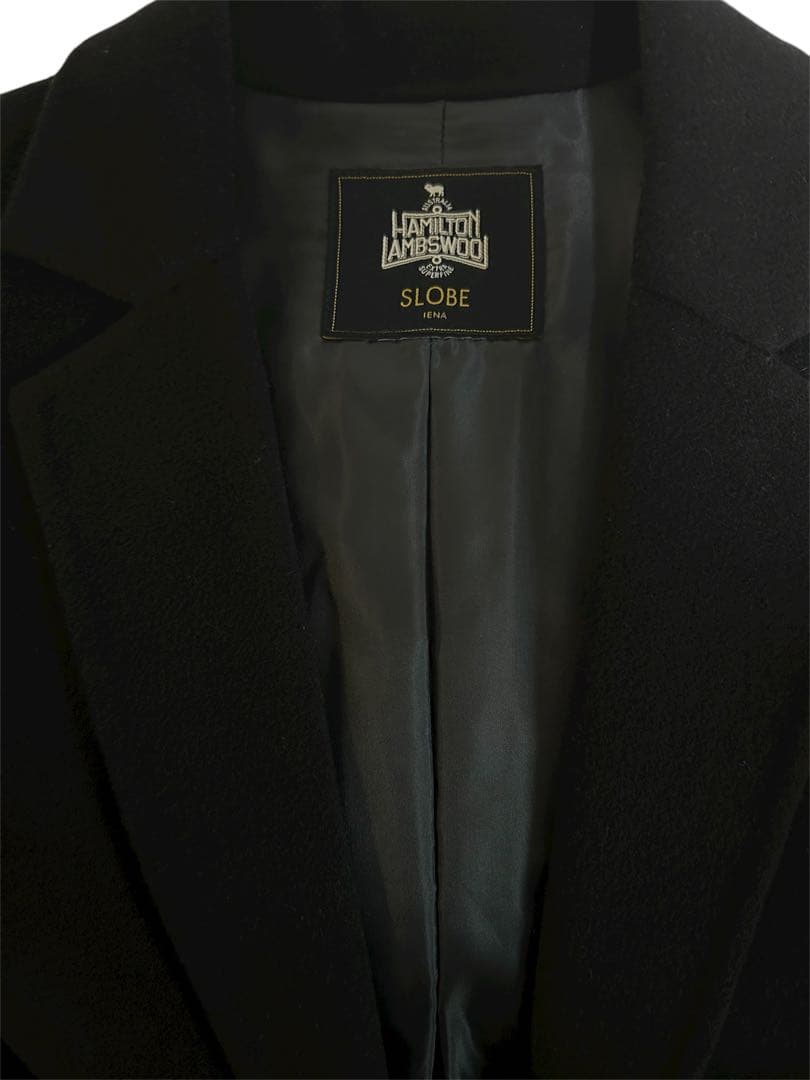 スローブイエナ HAMILTONダブルフェイスウールチェスターコート　ネイビー