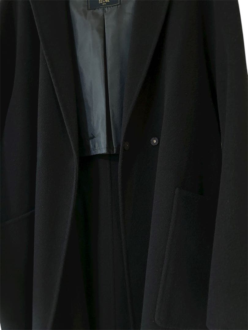 スローブイエナ HAMILTONダブルフェイスウールチェスターコート　ネイビー