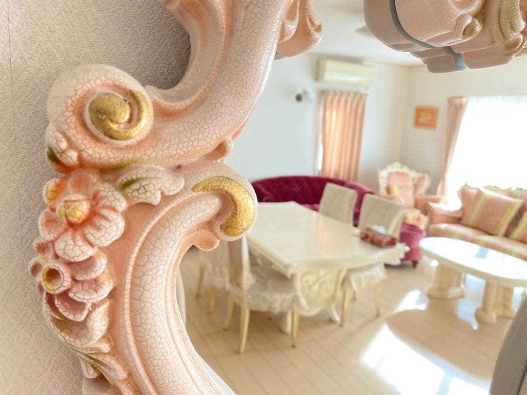 ロココ調　壁掛けミラー　コンソール付き　姫系