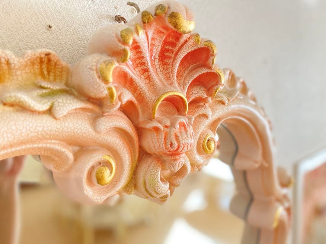 ロココ調　壁掛けミラー　コンソール付き　姫系