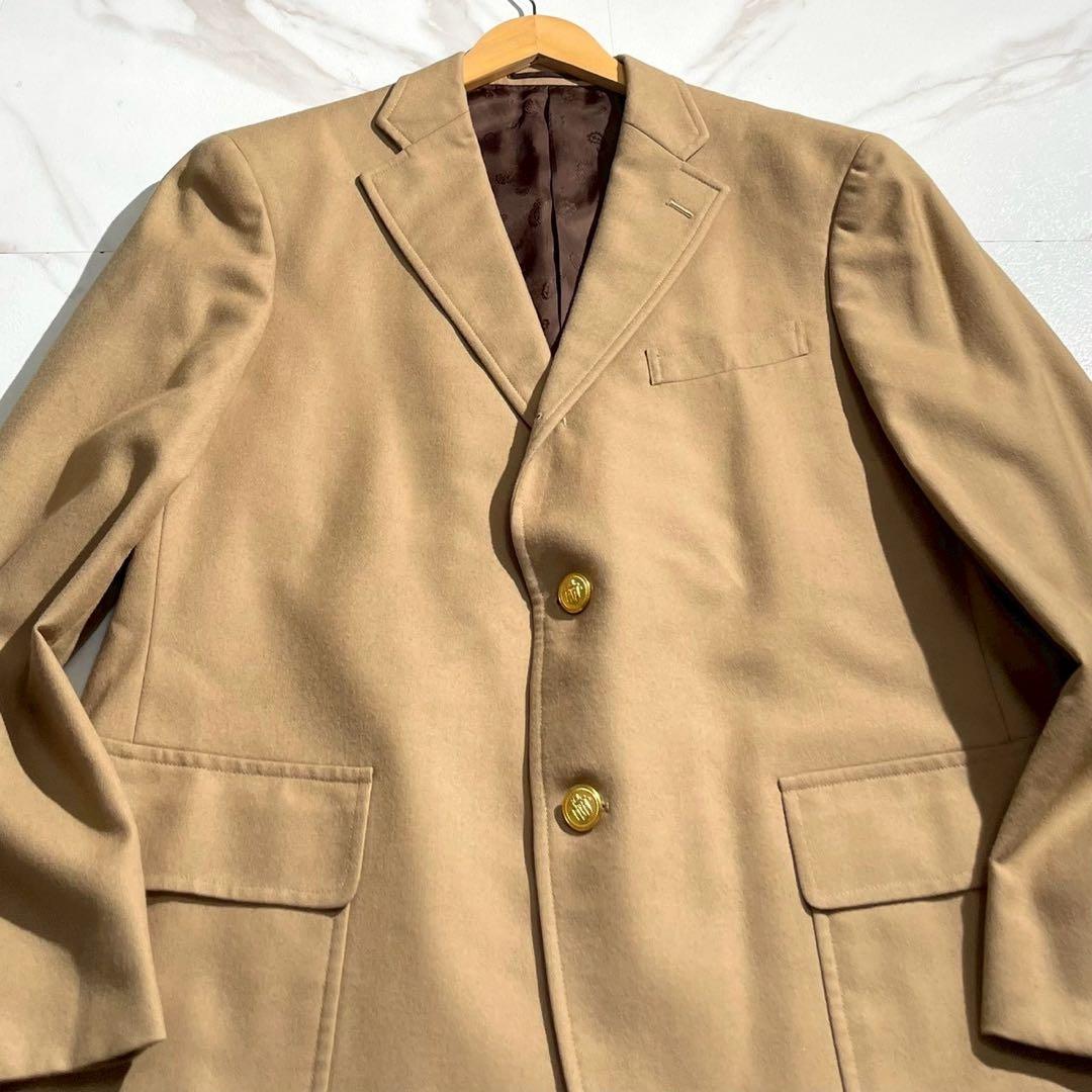 【美品】ジェイプレス ブレザー 金ボタン ペピンメリノ ペイズリー柄 キャメル