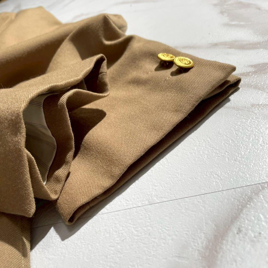 【美品】ジェイプレス ブレザー 金ボタン ペピンメリノ ペイズリー柄 キャメル