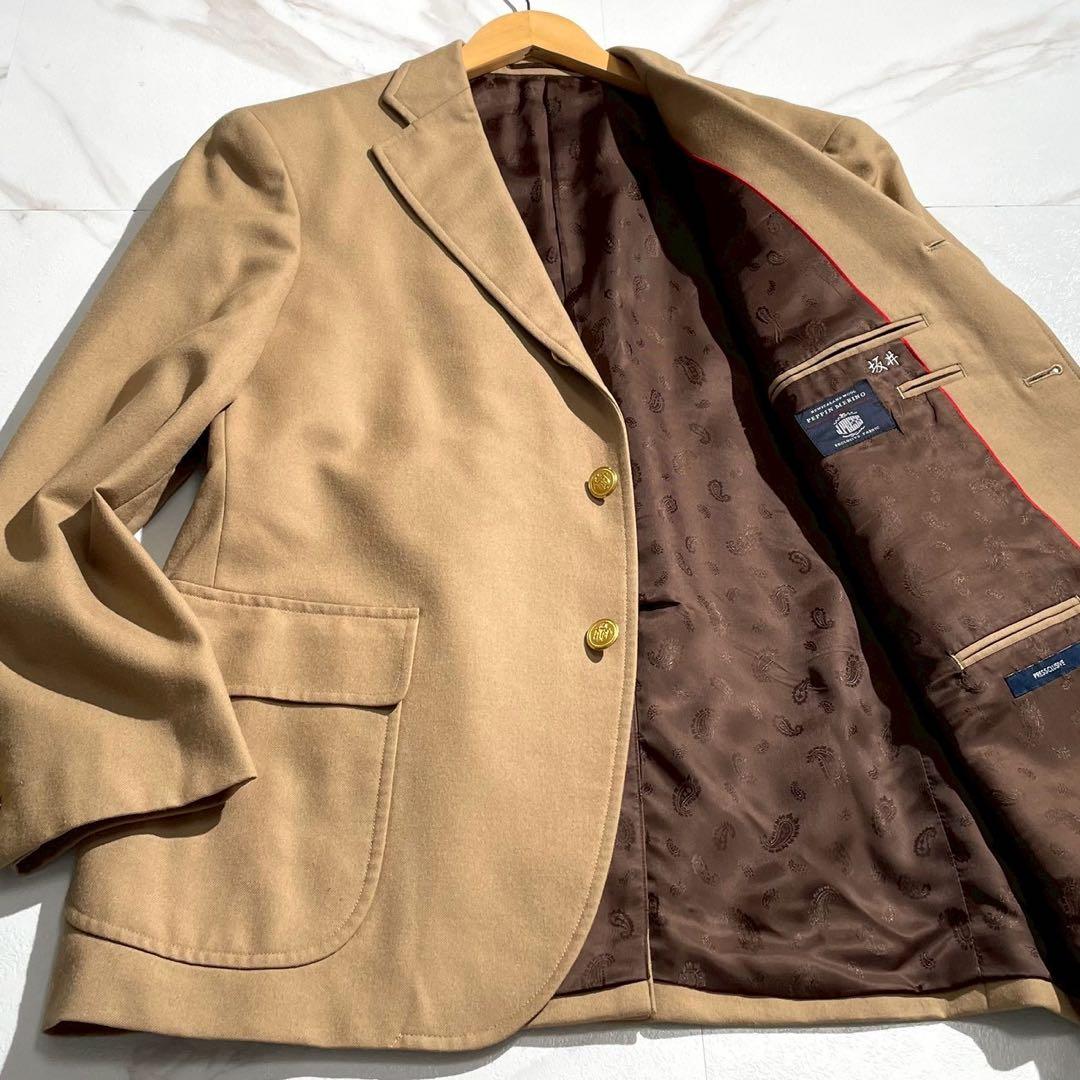 【美品】ジェイプレス ブレザー 金ボタン ペピンメリノ ペイズリー柄 キャメル