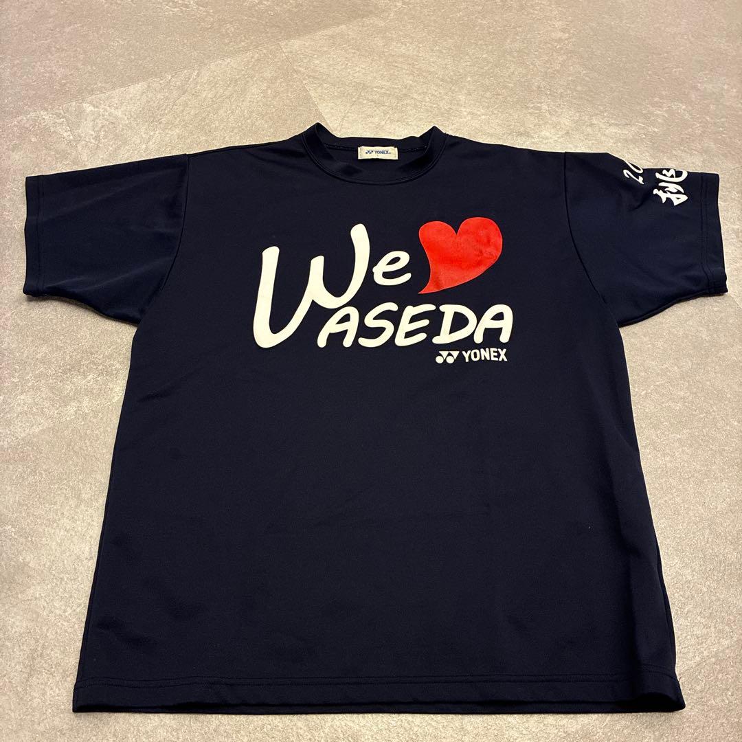 【早稲田Tシャツ】YONEX ネイビーシャツ 軟式テニス　Lサイズ