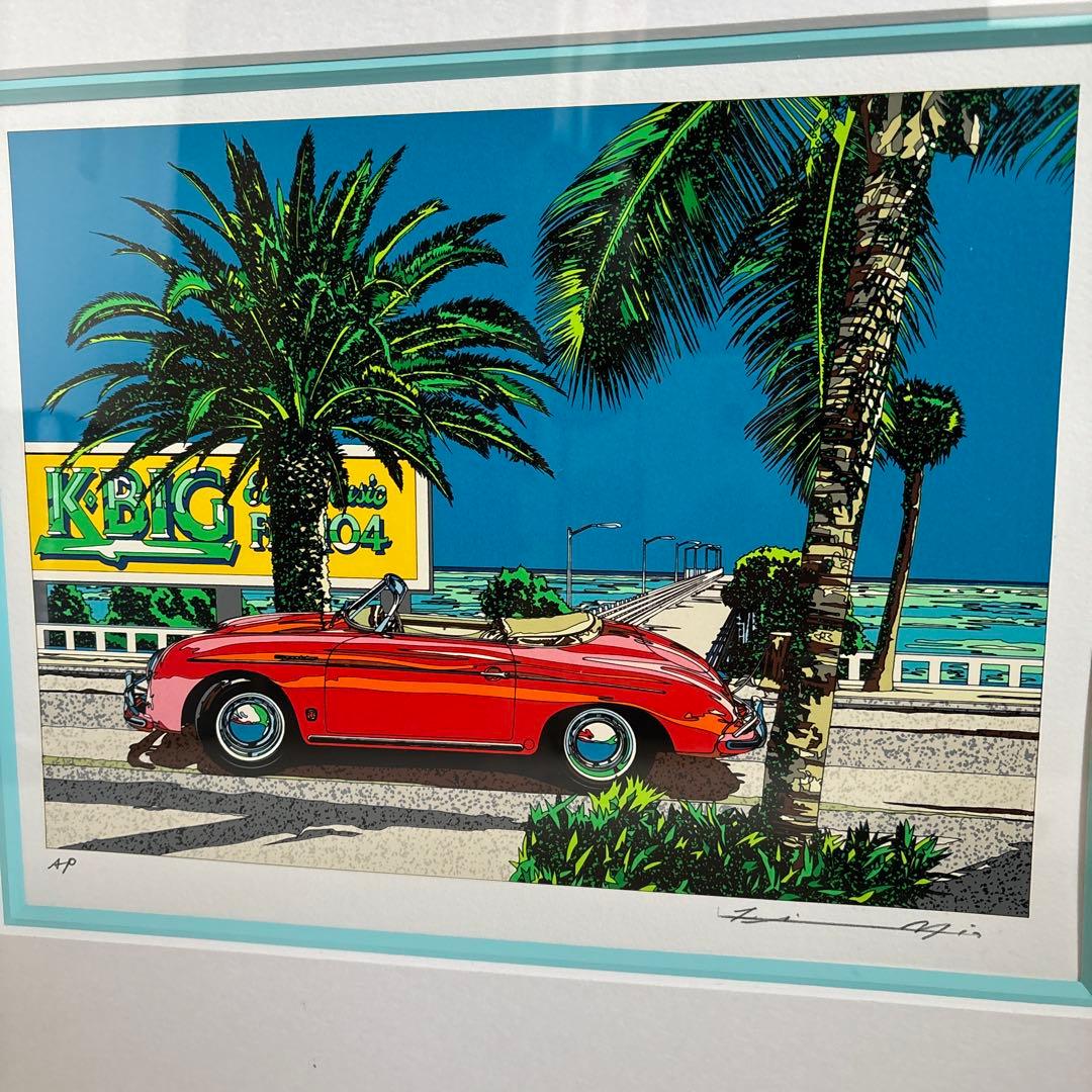 鈴木英人　シルクスクリーン　南カリフォルニアの休日　サイン入り