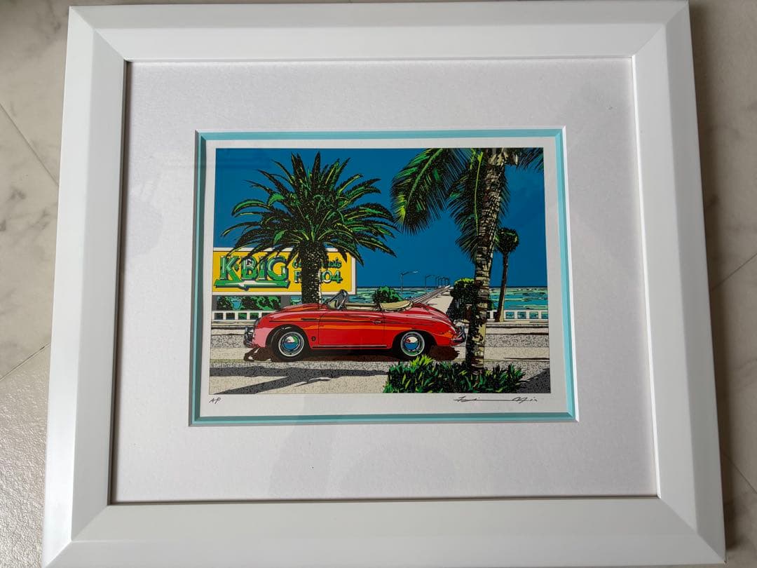 鈴木英人　シルクスクリーン　南カリフォルニアの休日　サイン入り