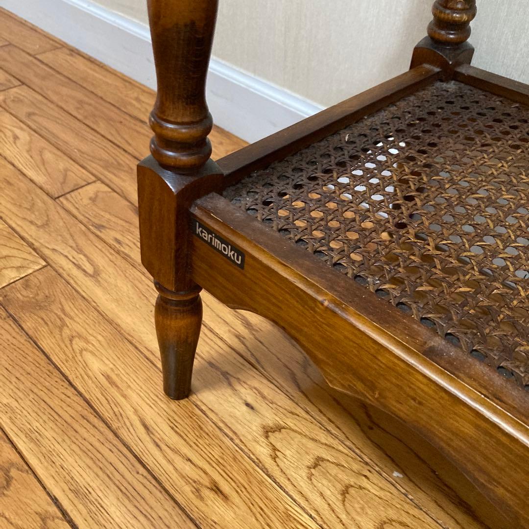 カリモク家具 オールドカリモク コロニアル 棚付 サイドテーブル 花台 木製