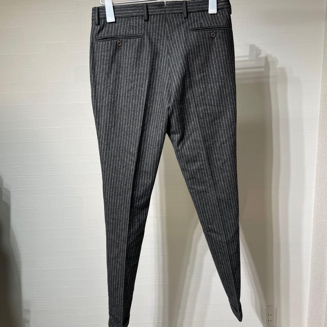 極美品インコテックス　ウールスラックス　1プリーツ　スーパー100s ストライプ