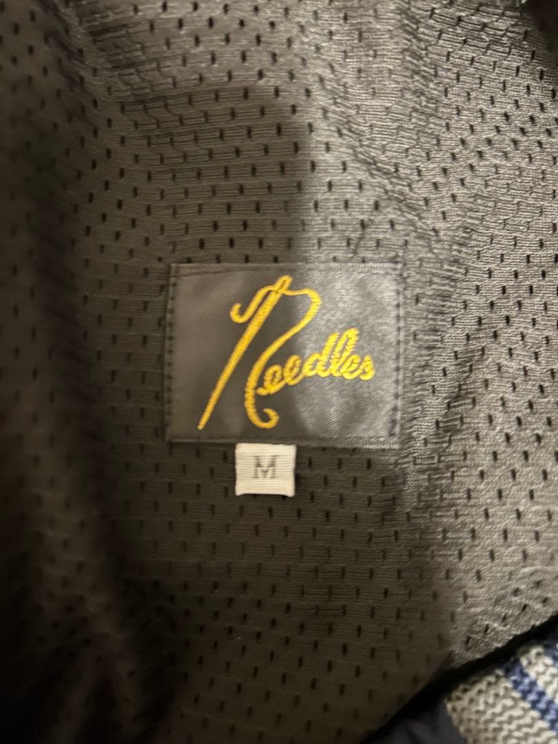Needles トラックパンツ M ネイビー グレーライン 定番 蝶刺繍 正規品
