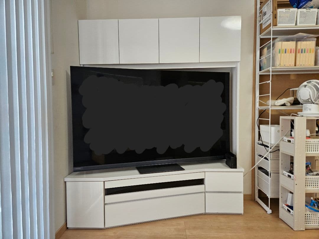 【美品・送料設置込】ディノス コーナー壁面収納 テレビボード 左壁付け(予備付)