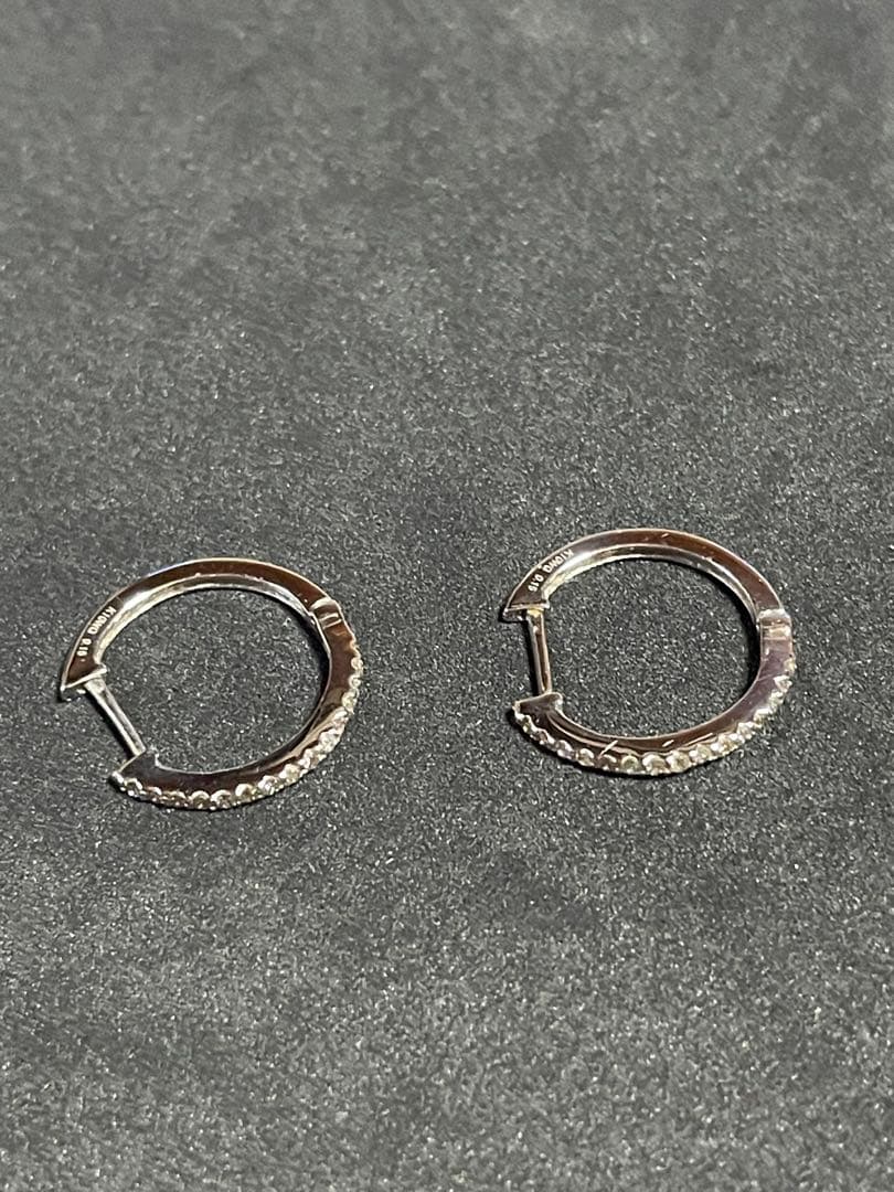 K10WG天然ダイヤ 0.3ctフープピアス