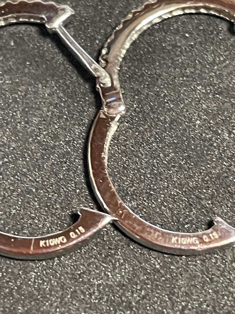 K10WG天然ダイヤ 0.3ctフープピアス