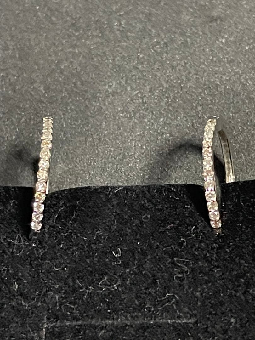 K10WG天然ダイヤ 0.3ctフープピアス