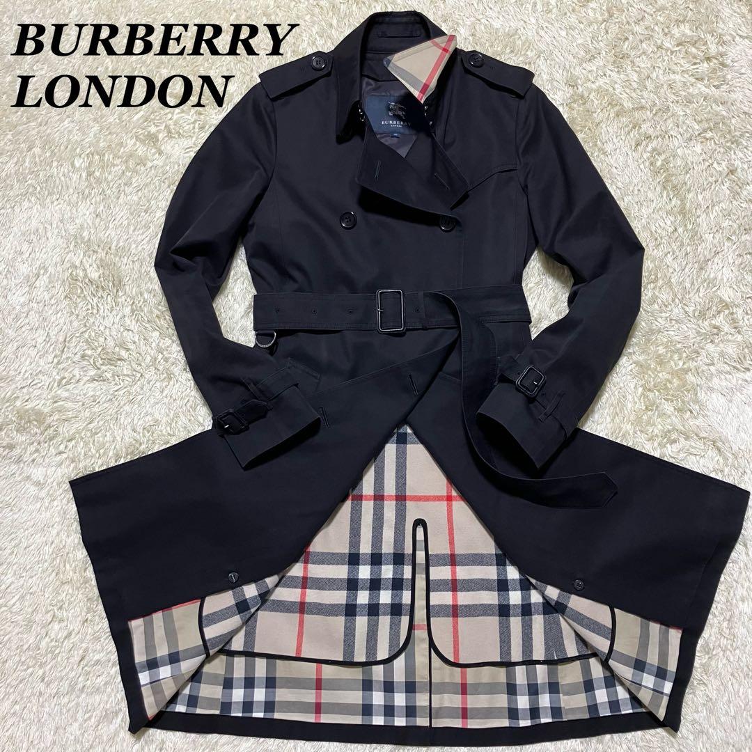 極美品✨バーバリーロンドン　トレンチコート　メガチェック　ウールライナー　黒　L