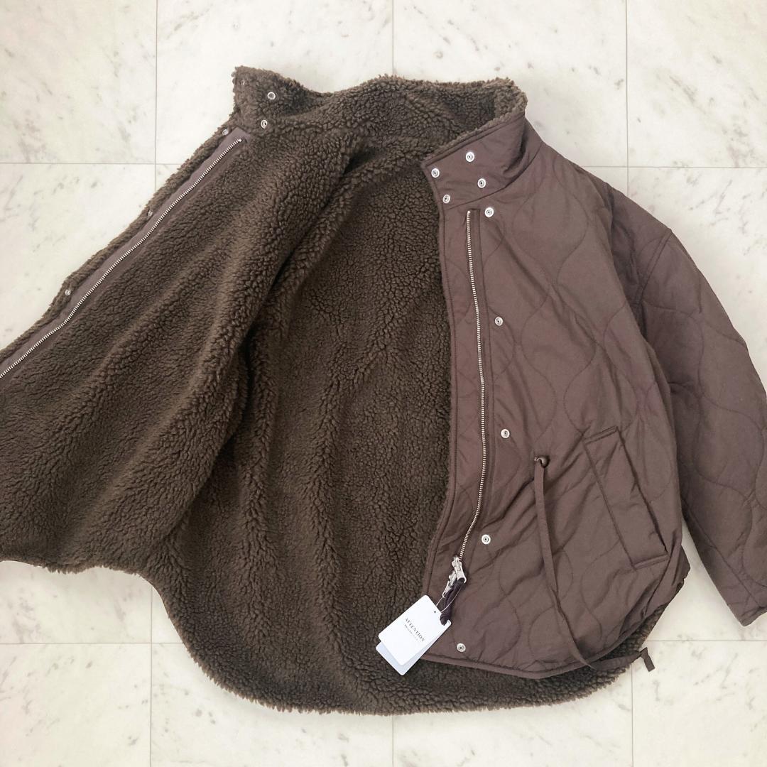 タグ付き未使用　スローブイエナ　キルトボアリバーシブルブルゾン　ブラウン