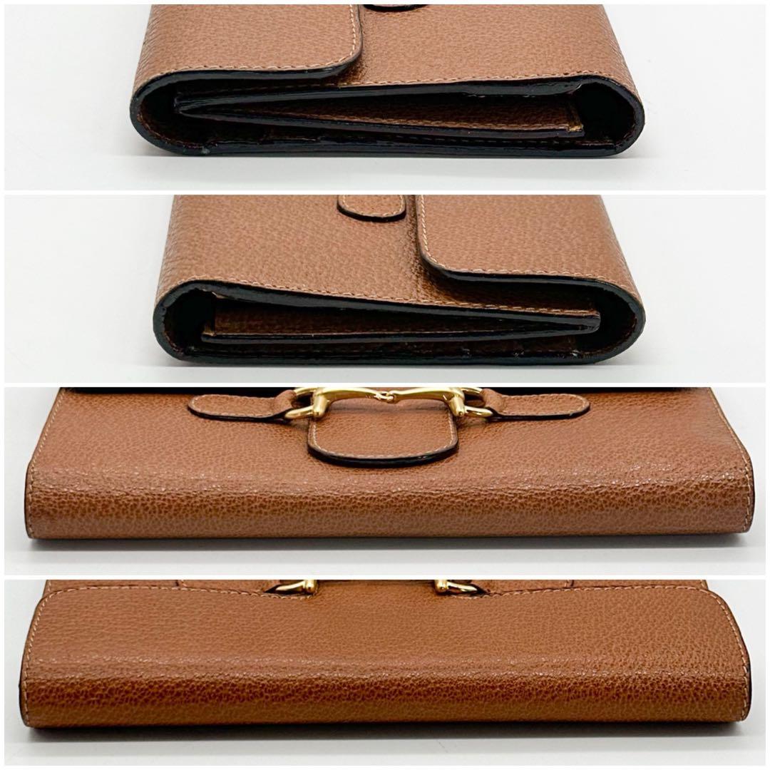 【箱付き・美品】グッチ ホースビット ヴィンテージ 三つ折り 長財布 ブラウン