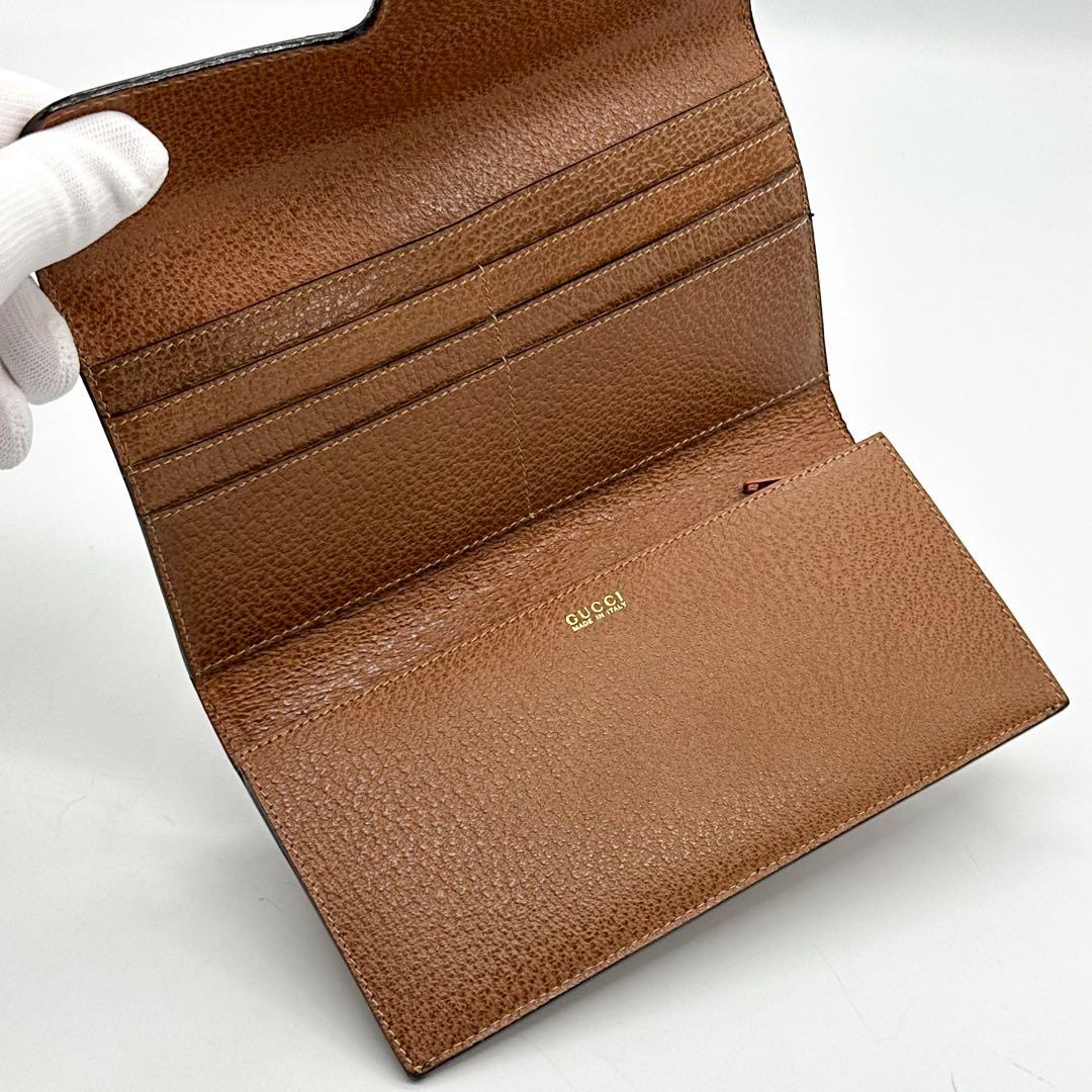 【箱付き・美品】グッチ ホースビット ヴィンテージ 三つ折り 長財布 ブラウン