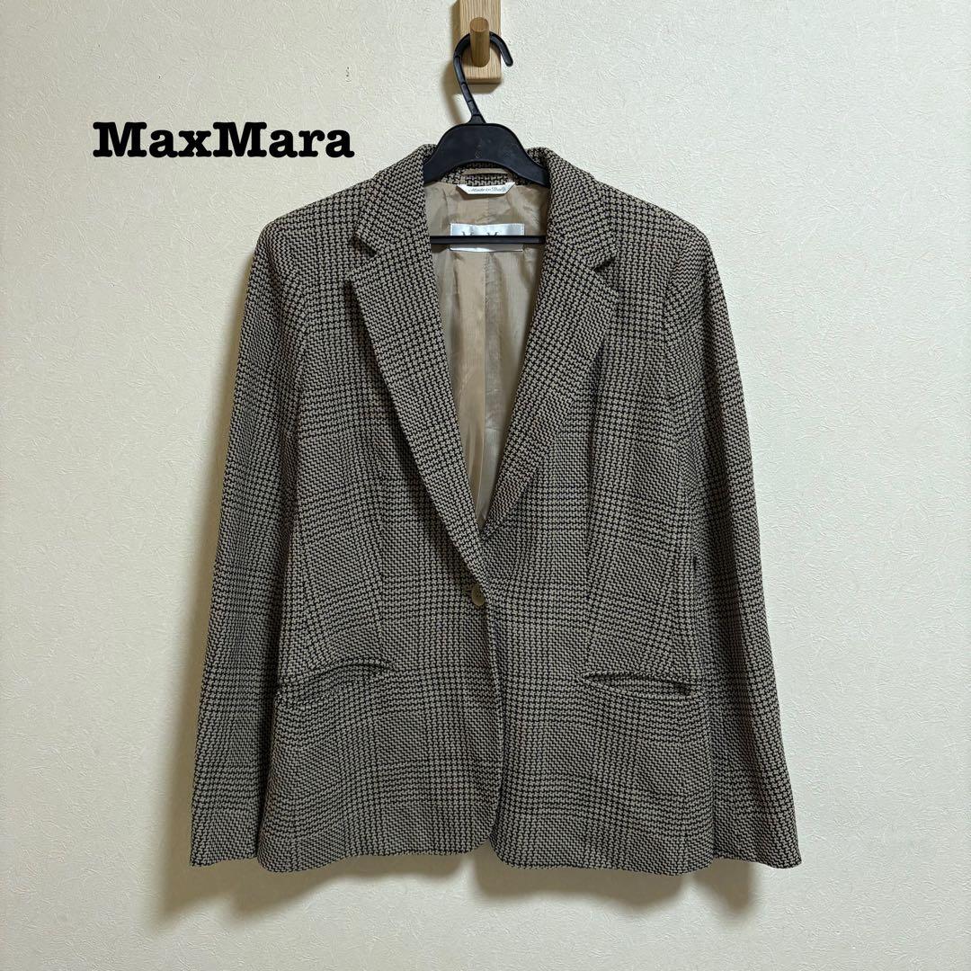 マックスマーラ ウール混 テーラードジャケット 42 白タグ