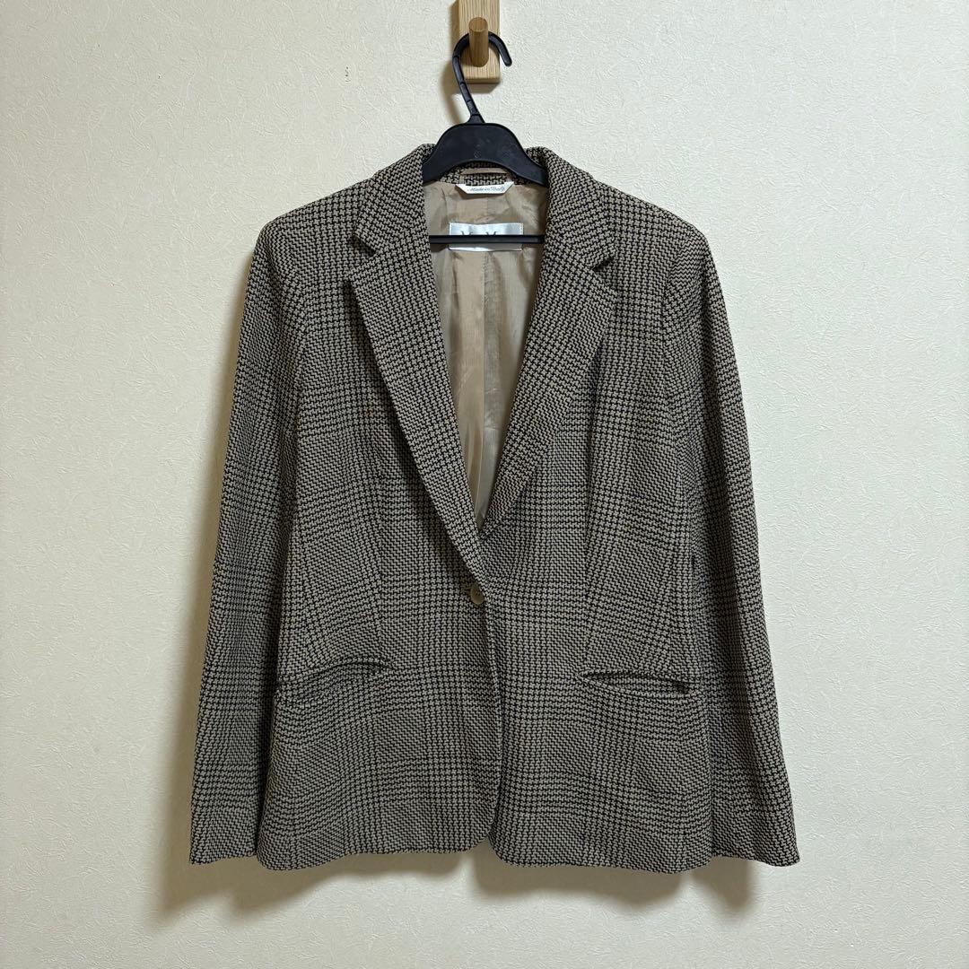 マックスマーラ ウール混 テーラードジャケット 42 白タグ