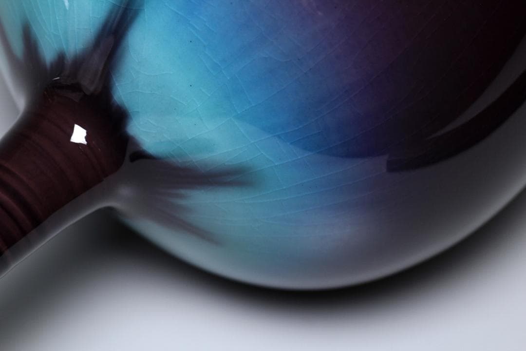 徳田正彦　彩釉花入　三代柳雨軒　徳田八十吉　人間国宝　共箱　茶道具【正一古美術】