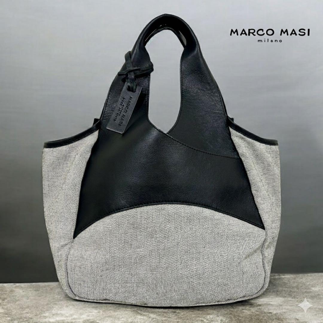 【美品】MARCO MASI マルコマージ イタリア製 本革×キャンバス トート