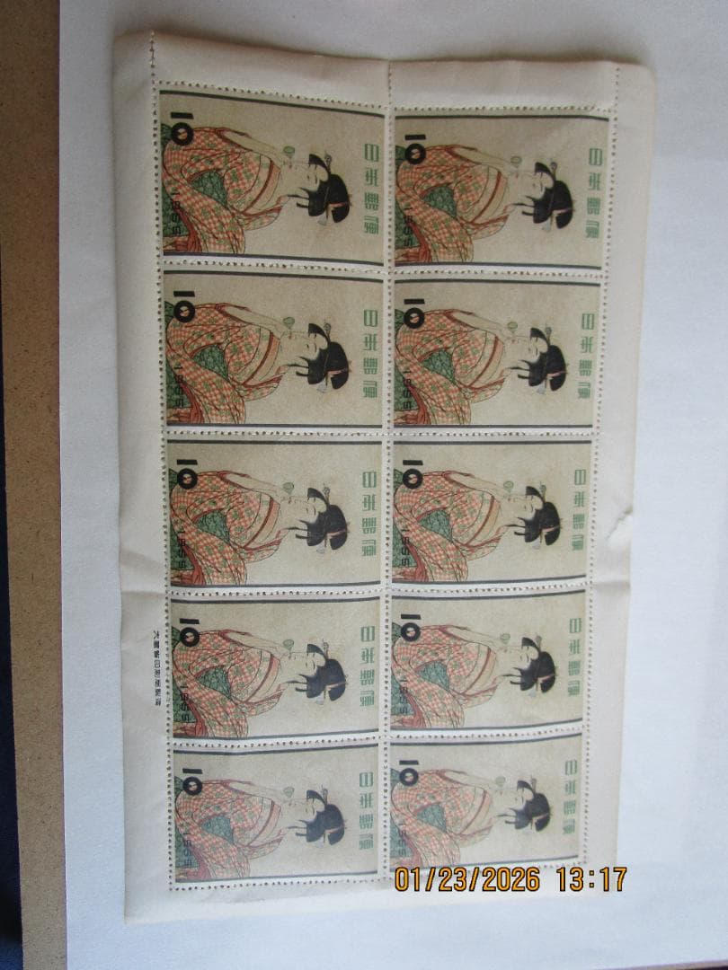 月に雁　身帰り美人　ビードロ　写楽　まりつき　5シート