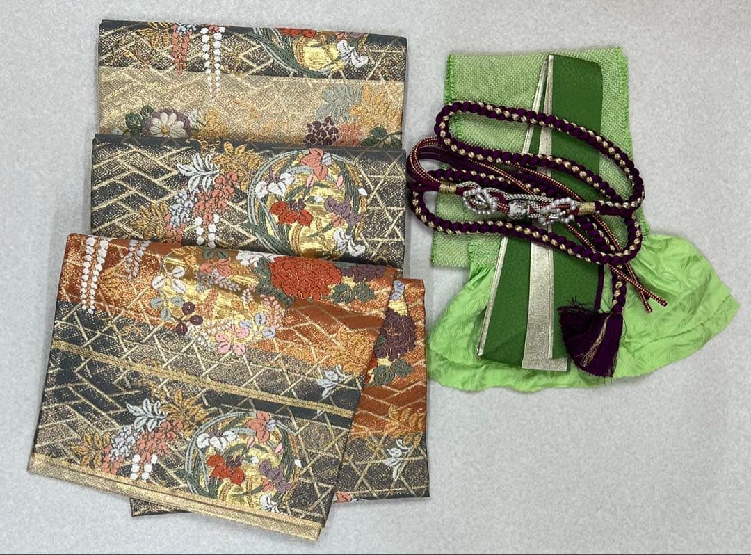 振り袖　フルセット　別誂長襦袢　金彩加工　刺繍入り　たたき染　奥田秀水　　752