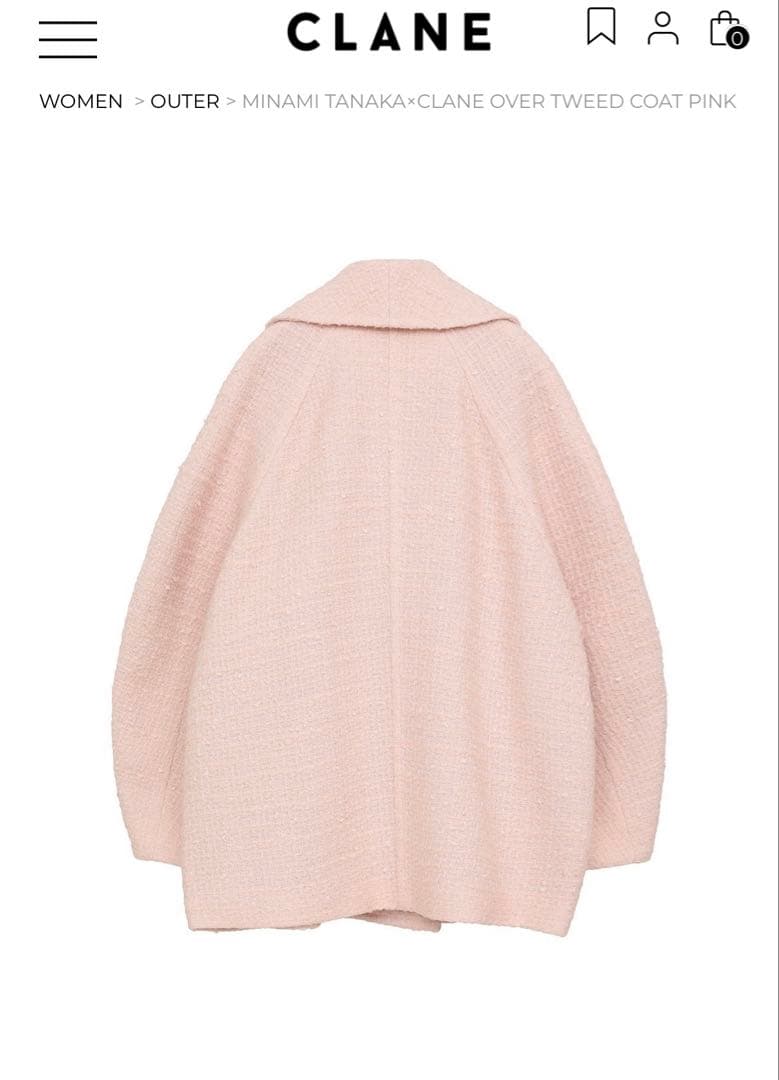 CLANE MINAMI TANAKA オーバーツイードコート ピンク 0